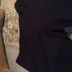 Button waist dressy denim stretch slacks